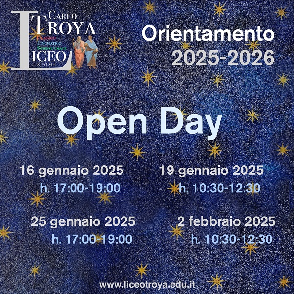 Giornate Open Day 2025 - Iscrizioni A.S. 2024/2025